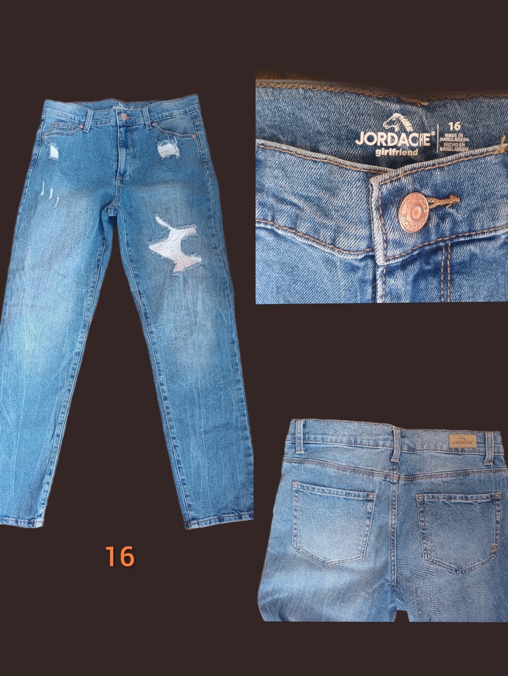 Now $5. Jordache Light Blue Distressed Girlfriend Jeans